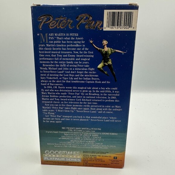 Peter Pan VHS Mary Martin 1960 Platinum Series Family Musical Classic - Picture 2 of 3